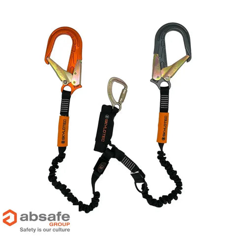 SKYLOTEC SKYSAFE PRO+ Elasticated Twin Leg Lanyard with Steel Karabiner ...