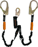 Skylotec SKYSAFE PRO + Elasticated Twin Leg Lanyard - 23mm gate steel d/action snap hook & 60mm gate steel scaffold hook.