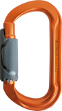 Skylotec DOUBLE O TRI 2.0 24kn Alloy OVAL shape karabiner. 180° technology 25mm TRIPLE ACTION gate. ORANGE/GREY