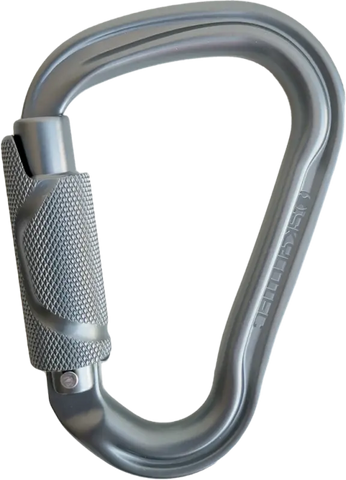 Skylotec HMS DOUBLE TWIST 2.0 22kn Alloy D shape karabiner. 180° technology 20mm TWIST LOCK gate. GREY/ORANGE